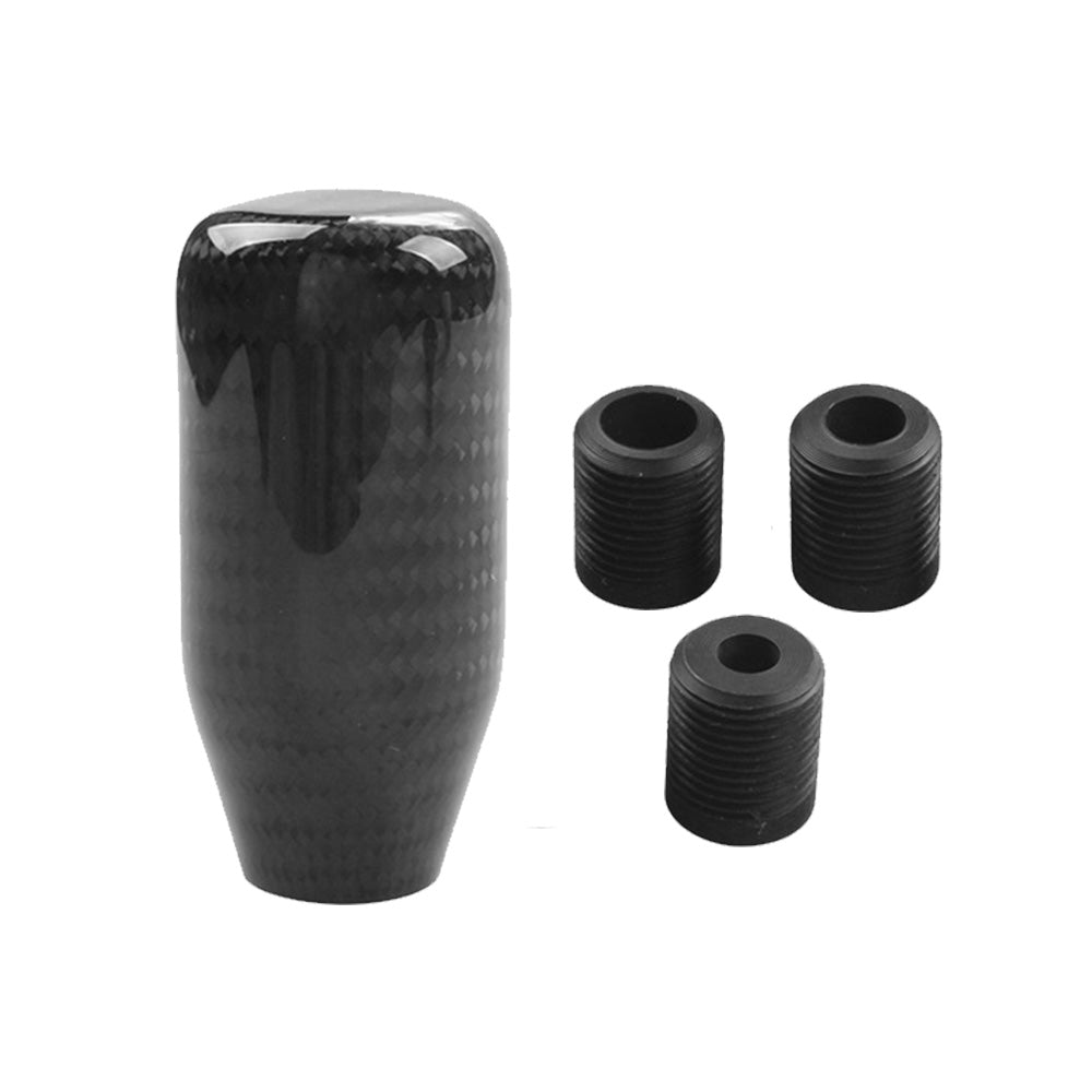 100% Real Carbon Fiber Universal Car Gear Shift Knob with Adapter Black