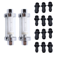 2x Reusable Washable Chrome Glass Inline Fuel Filter Suitable For 1/4 Inch, 5/16 Inch & 3/8 Inch Fuel Lines