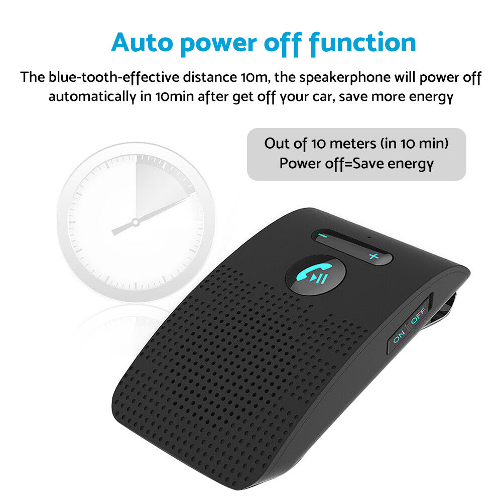 Wireless Car Bluetooth Handsfree Speaker Phone With Sun Visor Clip Black