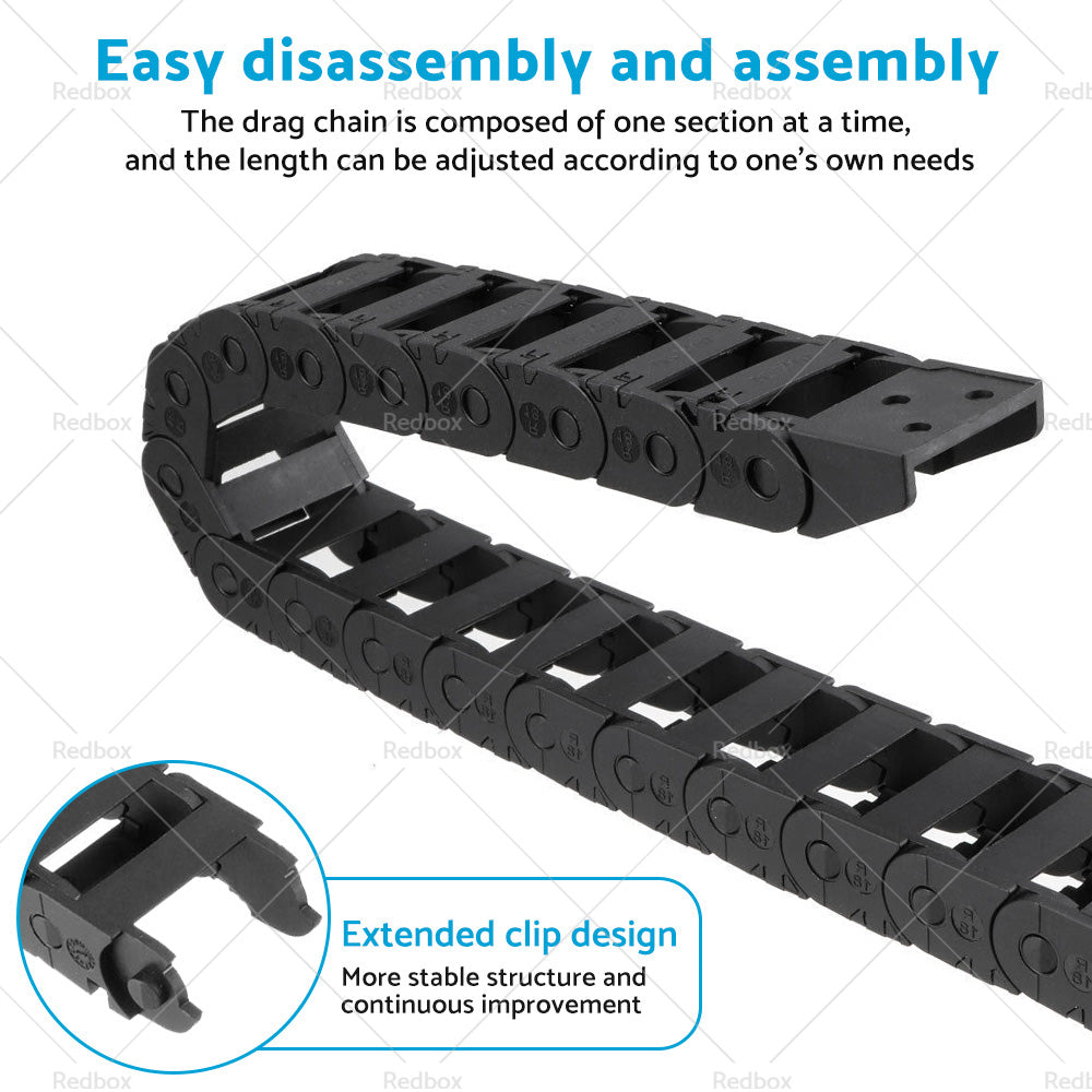 {{ 10mmX20mm 1Meter Drag Chain Cable Carrier Open Type with End Connectors Plastic }} - Buy Car Parts Online at {{ Kaka Auto Parts }}.