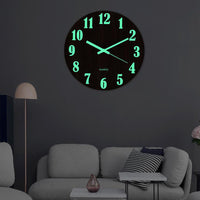 12'' Luminous Wall Clock Glow In The Dark Silent Quartz Indoor Home Modern Clock