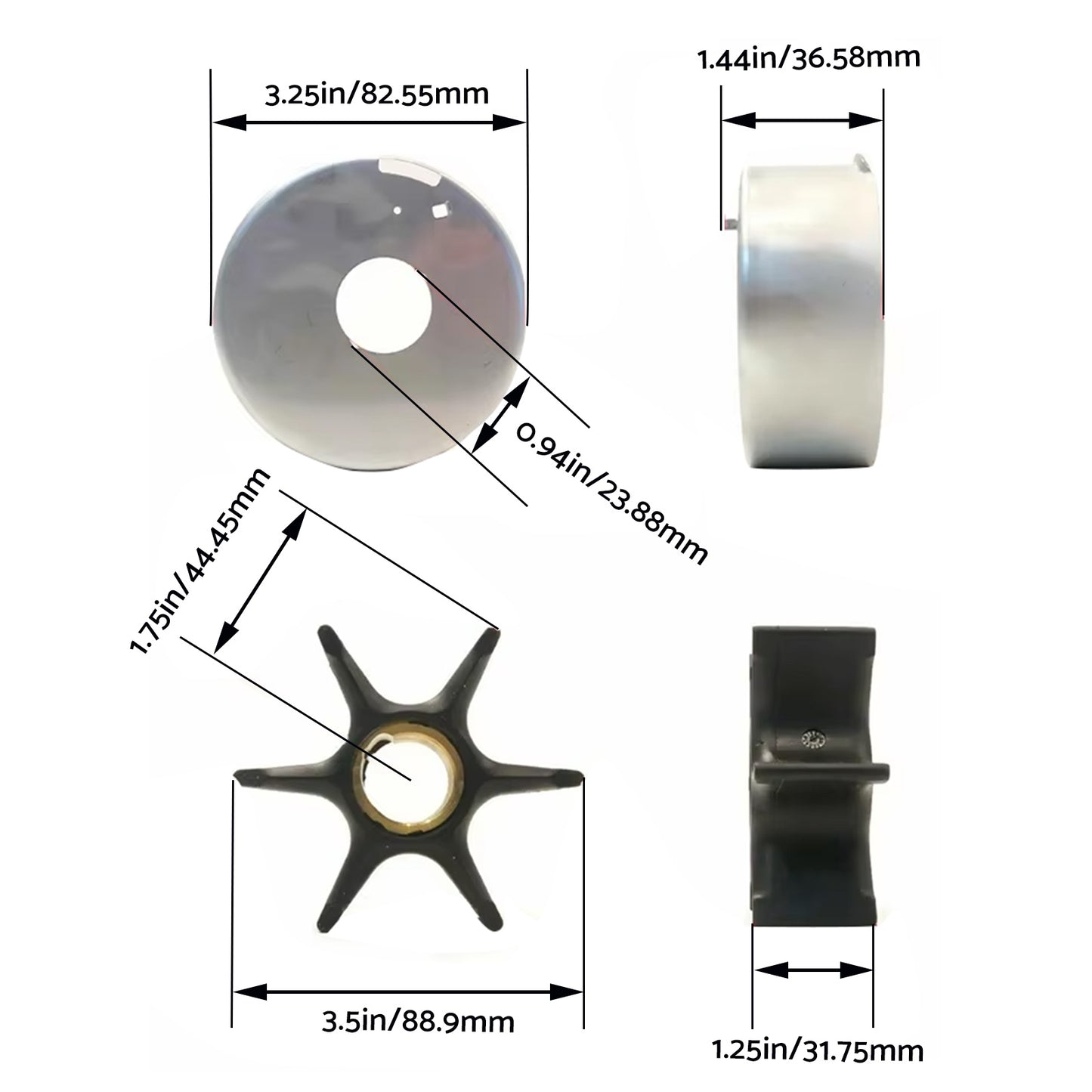 {{ Water Pump Impeller Kit Suitable for Johnson Evinrude  3-300 HP 390768 392750 }} - Buy Car Parts Online at {{ Kaka Auto Parts }}.