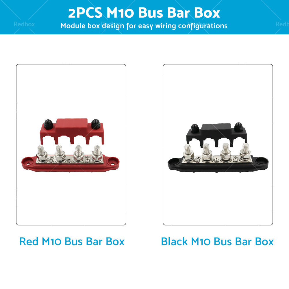{{ 2PCS M10 4 Post 250A DC 48V Studs Bus Bar Power Distribution Box Terminal Block }} - Buy Car Parts Online at {{ Kaka Auto Parts }}.
