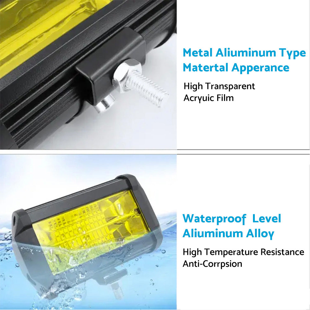 {{ 2x 5inch Flood LED Light Bar Offroad Work Driving Fog Lamp Yellow Cree Spread }} - Buy Car Parts Online at {{ Kaka Auto Parts }}.