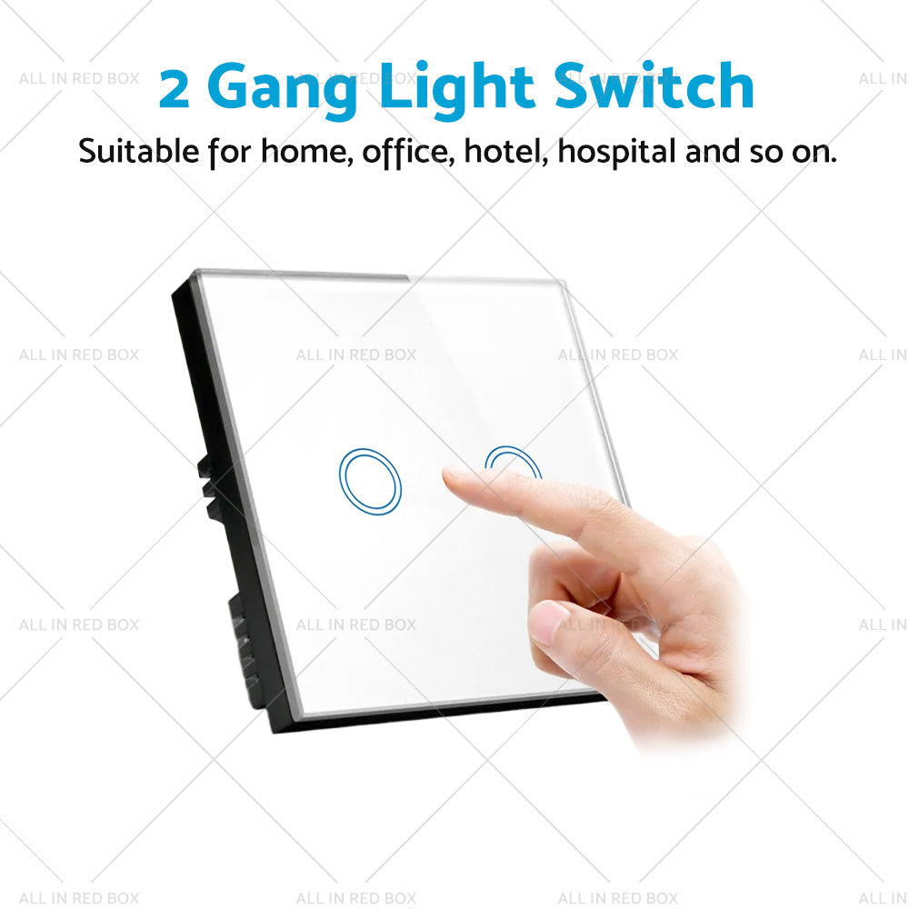 {{ 87x87mm Touch Wall Light Switch LED 2 Gang 1way Touch Glass Switch }} - Buy Car Parts Online at {{ Kaka Auto Parts }}.