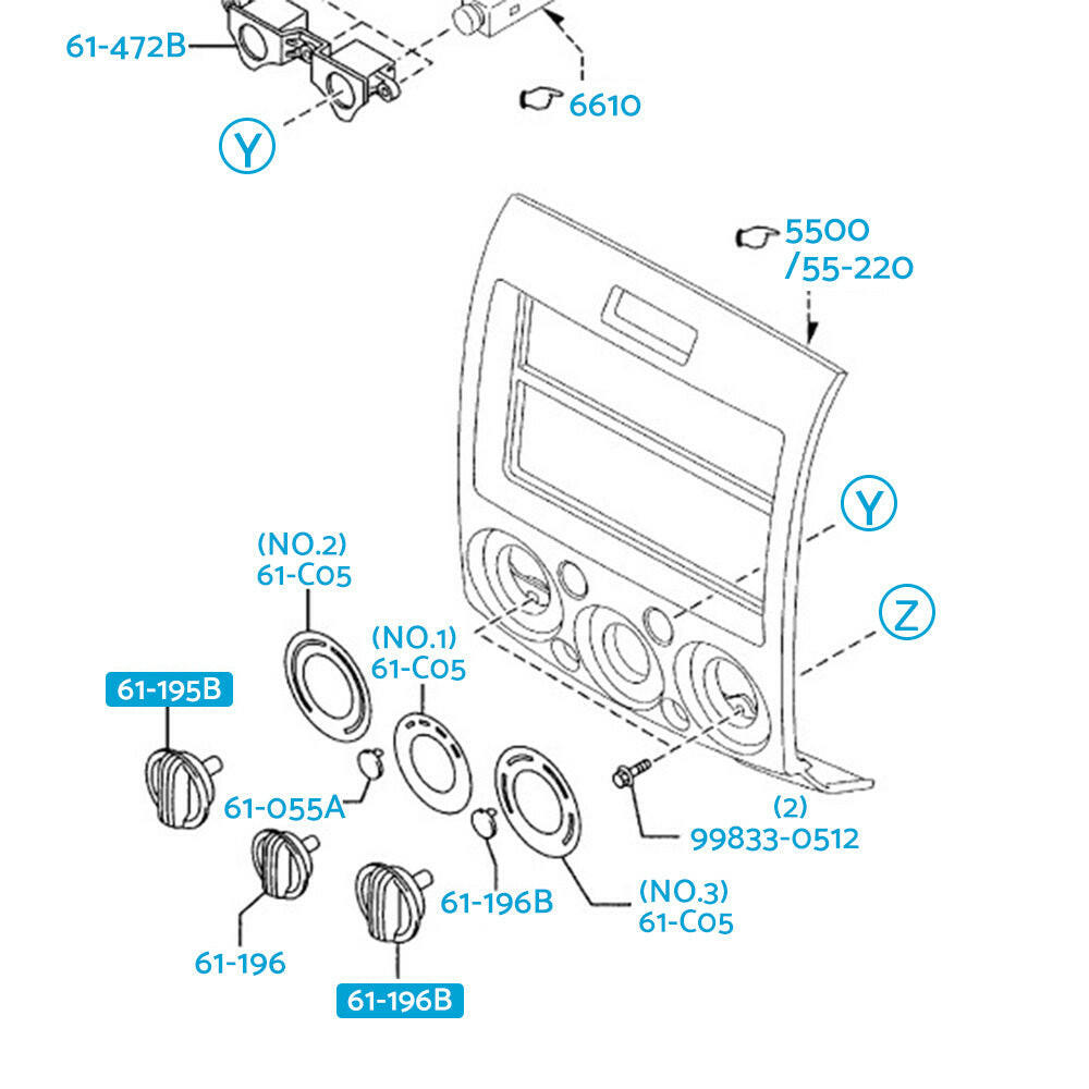 3x Heater Fan Control Knobs Suitable For Ford Ranger PJ/PK Mazda BT-50 2006–2011