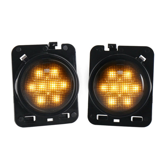 2x Front LED Side Marker Light Smoke Suitable For Jeep Wrangler JK 2007-2018