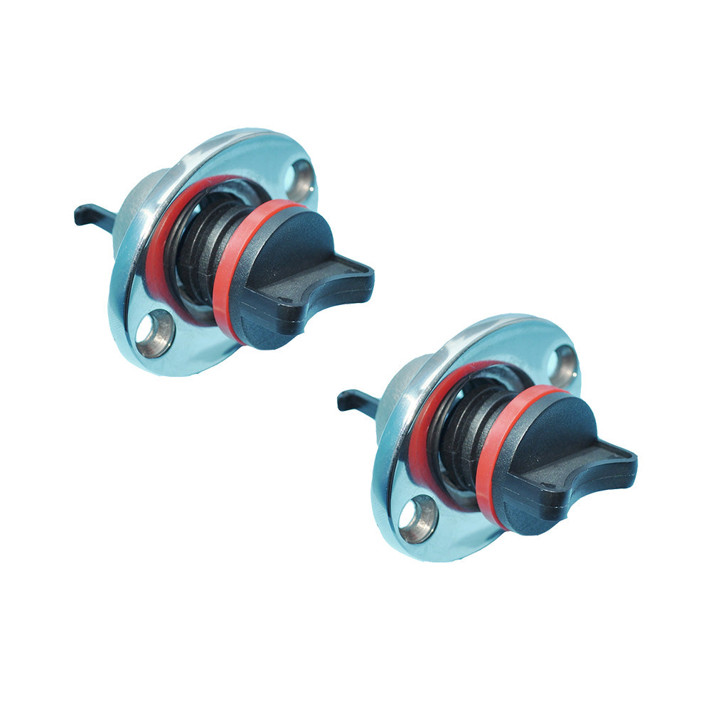 2x Boat Bungs Chrome Base With Plastic Coarse Thread Bung Suitable For Transom Installation