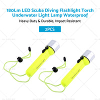 2x Waterproof Bright LED Scuba Diving Underwater Flashlight Torch Light Lamp Suitable For Diving & Outdoor Use