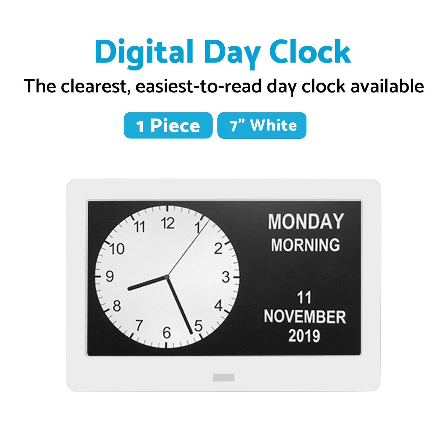 {{ LED Large Digital Day Clock 7  Calendar Dementia Date Week Month Year Time Wall }} - Buy Car Parts Online at {{ Kaka Auto Parts }}.