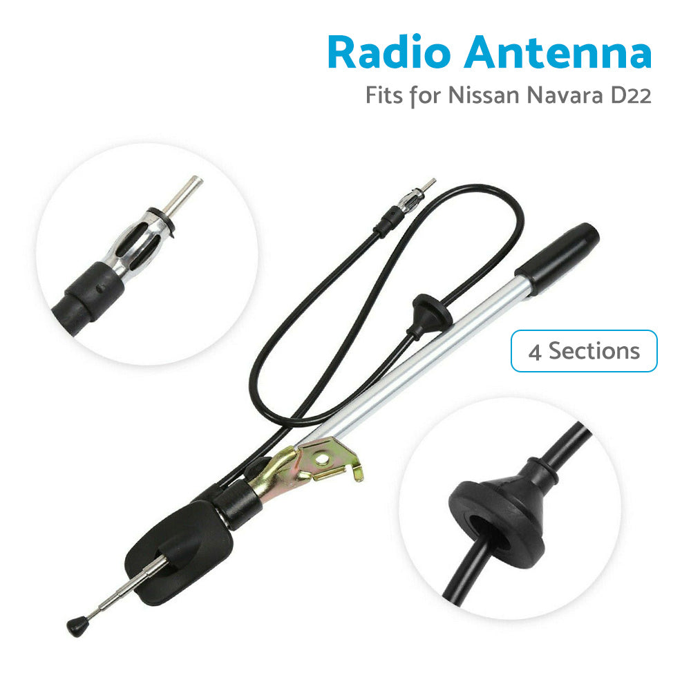 1x Radio Antenna Guard Mount Car Aerial 4 Sections Suitable For Nissan Navara D22