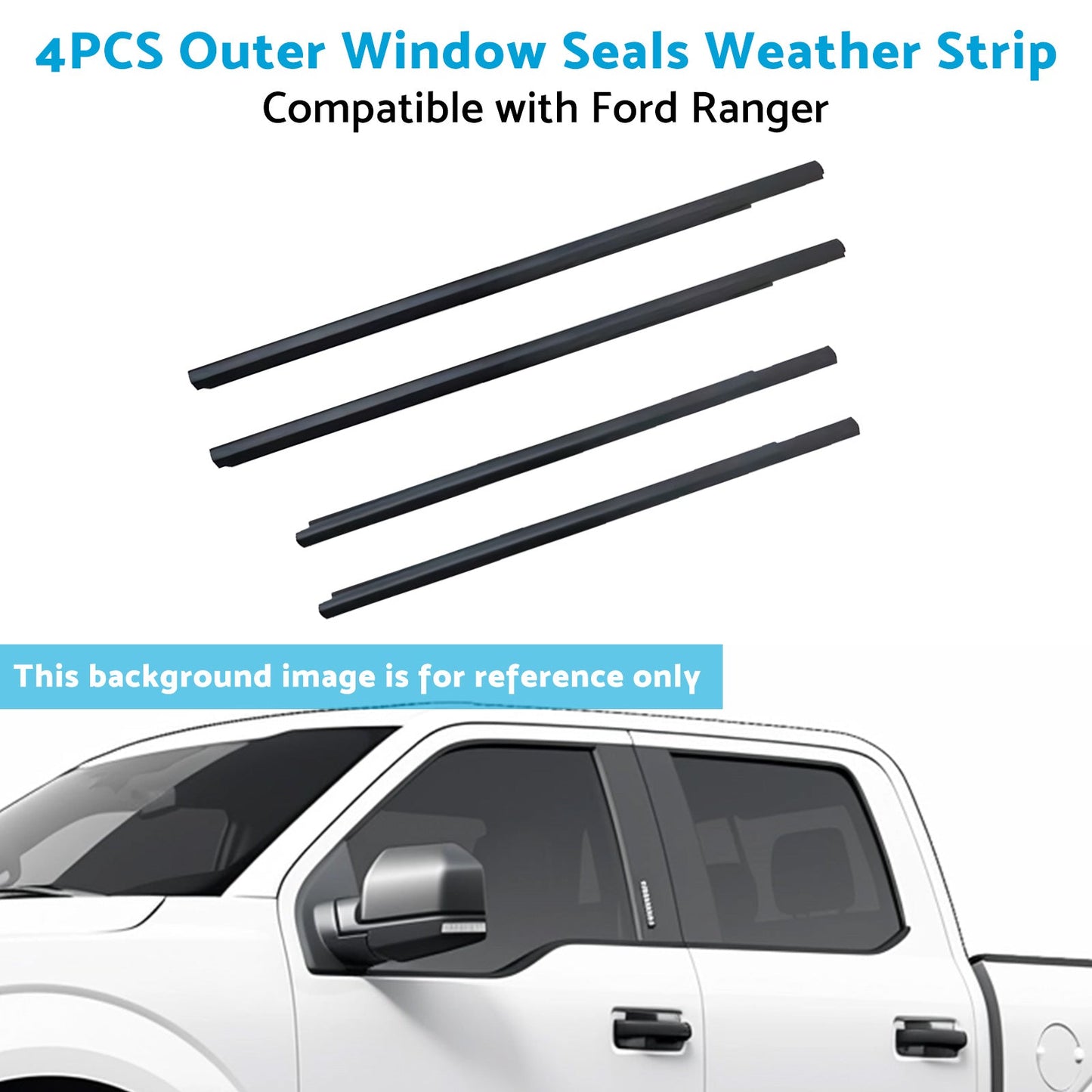 4x Outer Door Window Rubber Seals Suitable for 12-21 Ford Ranger PX XLT