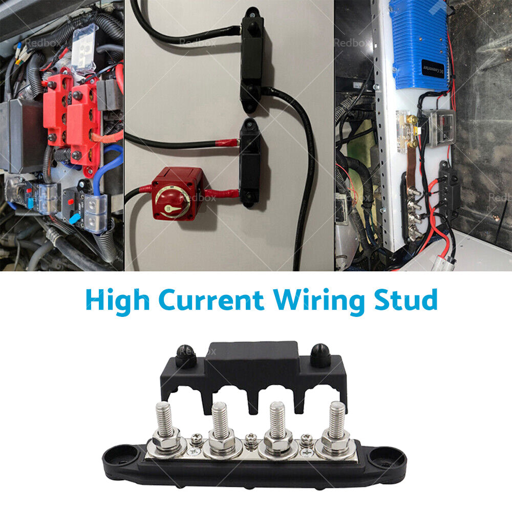 {{ 2PCS M10 4 Post 250A DC 48V Studs Bus Bar Power Distribution Box Terminal Block }} - Buy Car Parts Online at {{ Kaka Auto Parts }}.