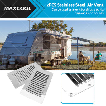 compare product 2 x Stainless Steel Rectangular 14 Louvre Air Vent, Caravan, Boat, Wall Eave