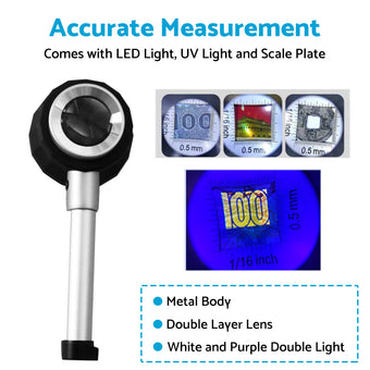 compare product Hand Held 45x Magnifying Glass Jewellery Magnifier Loupe with Scale 3 Led Lights