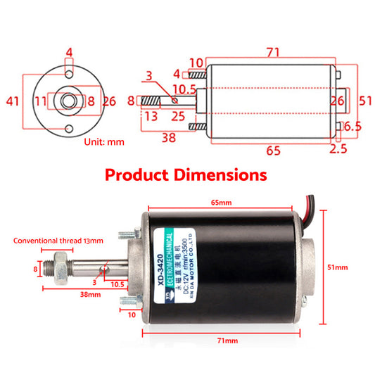 12V 30W Permanent Magnet DC Electric Motor High Speed CW & CCW Generator