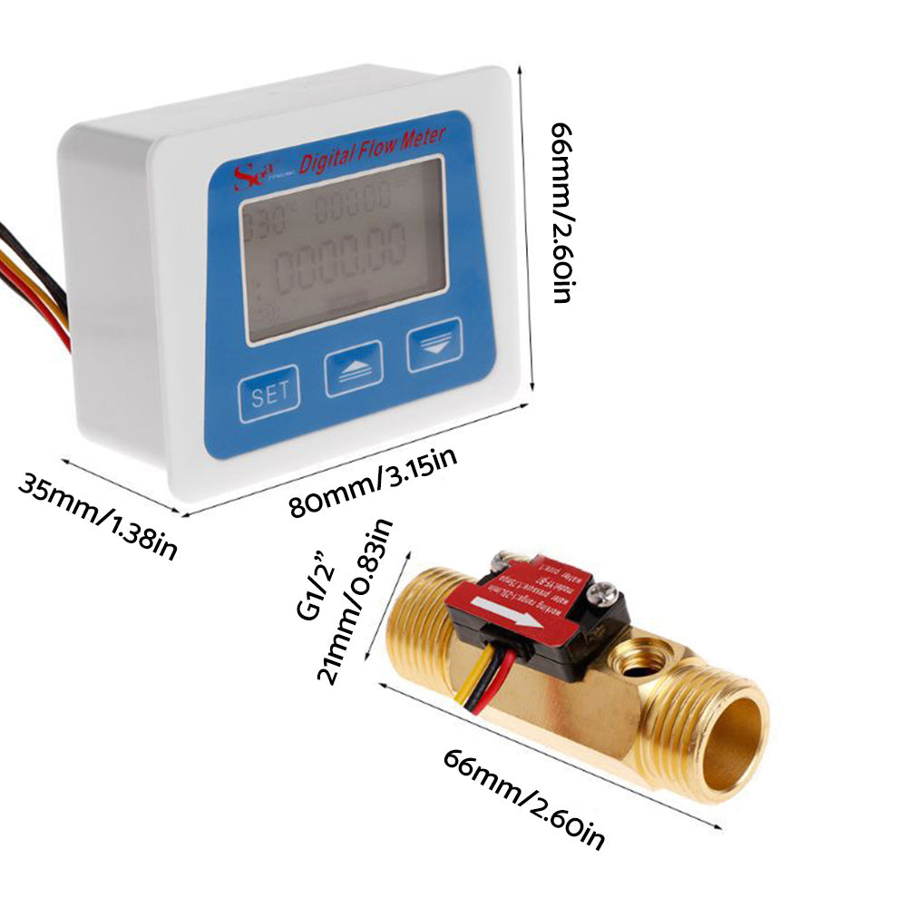 Digital LED Turbine Gauge Suitable For Kerosene, Fuel & Water Flow – 1″ or 2″ Sensor Meter