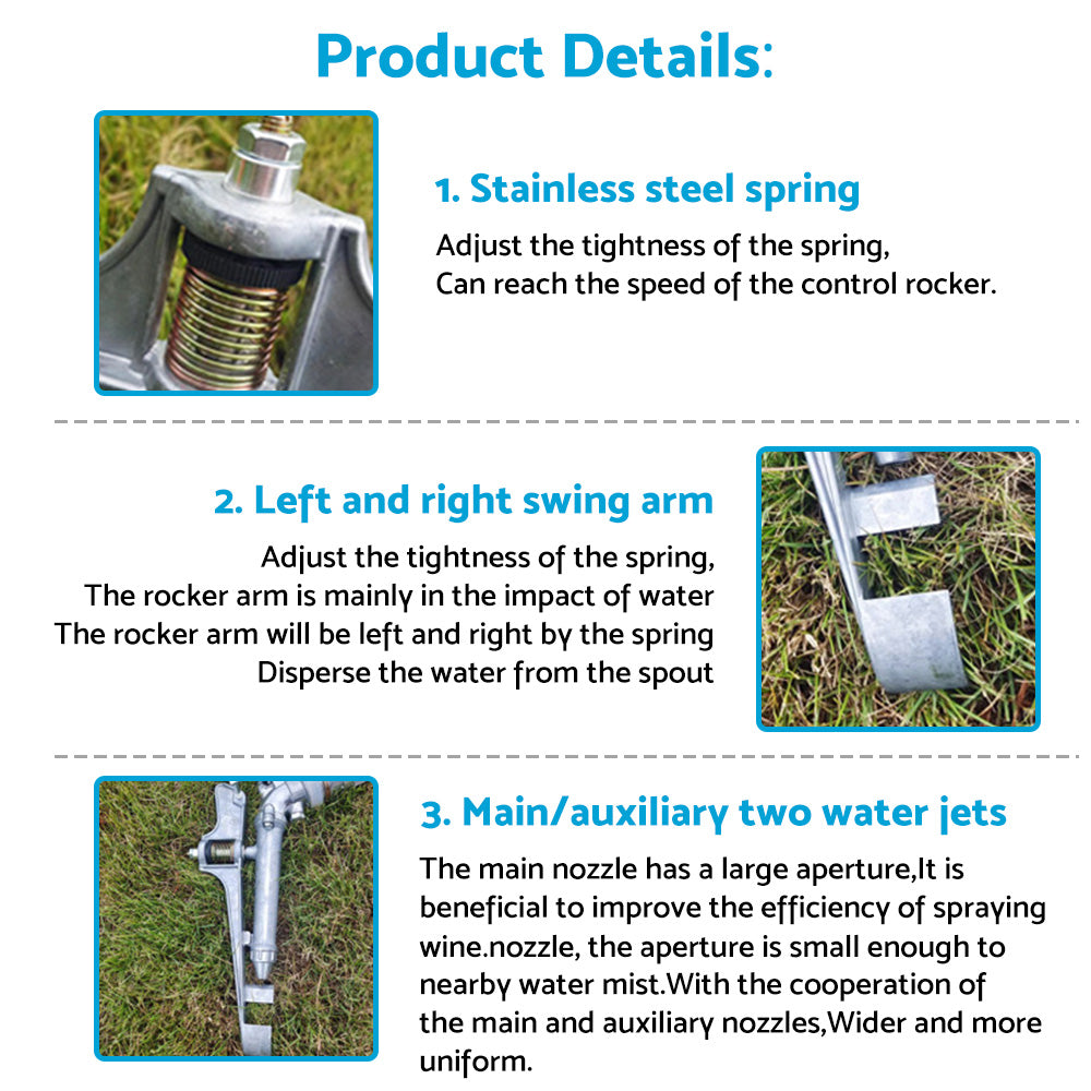 1" Irrigation Spray Tool Sprinkler Suitable For Large 360° Angle Adjustable Water Impact Area