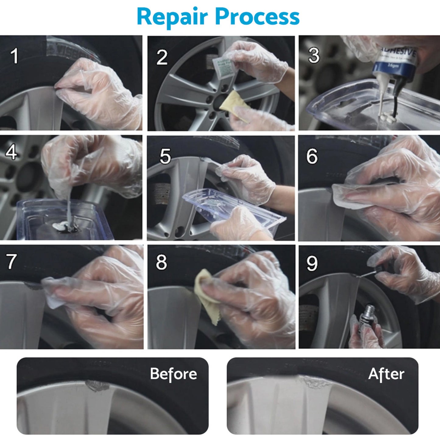 Silver Alloy Wheel Rim Scratch Repair Kit Tool Set Suitable For Car Kerb Damage