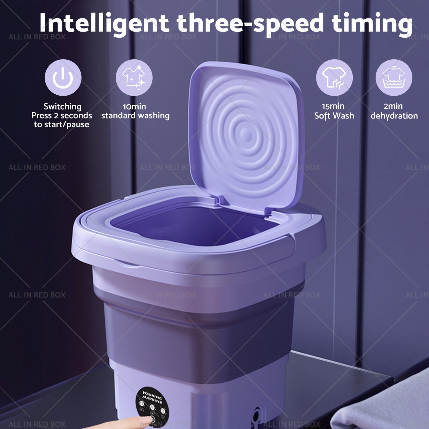 {{ 8L Foldable Washing Machine Portable 3 Modes Deep Cleaning Automatic Washer 240V }} - Buy Car Parts Online at {{ Kaka Auto Parts }}.