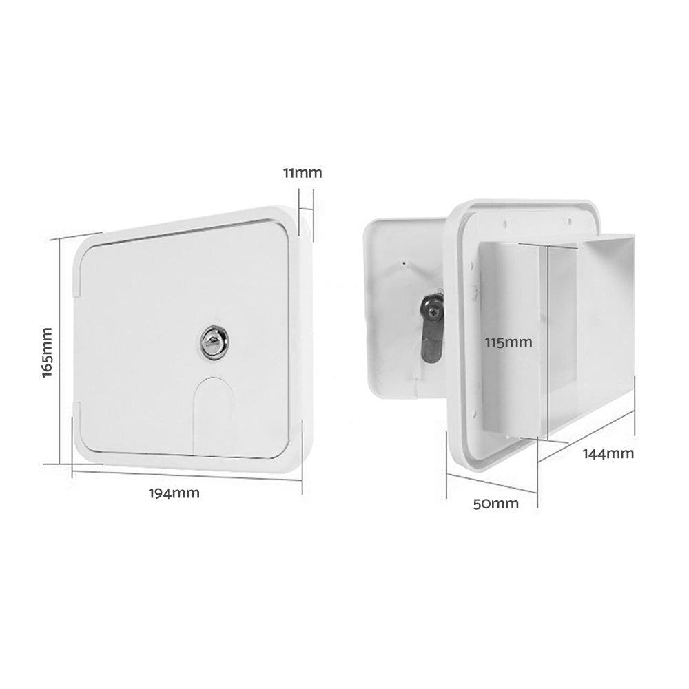 Caravan Utility Door Access Hatch Rectangle 194x165mm Suitable For RV Motorhome With Lock