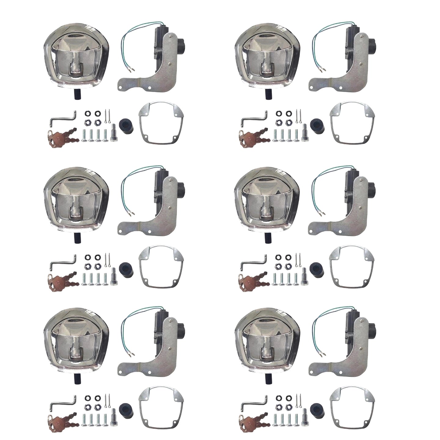 {{ 6 Set Chrome Power Operated Recessed Folding Whale Tail T-Lock Handle Toolbox }} - Buy Car Parts Online at {{ Kaka Auto Parts }}.