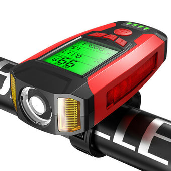 compare product USB Rechargeable LED Bicycle Headlight With Horn and Speedometer Suitable For Bike Front