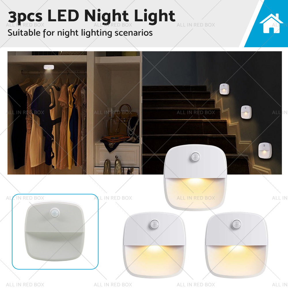 {{ 3 PCS Cordless Battery-Powered LED Night Light Motion Sensor Light-Warm White }} - Buy Car Parts Online at {{ Kaka Auto Parts }}.