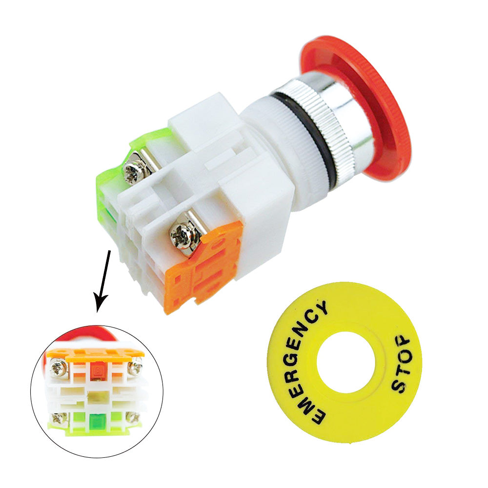 Emergency Stop Push Button Switch 2x Red Mushroom Suitable For Industrial or Automotive Use