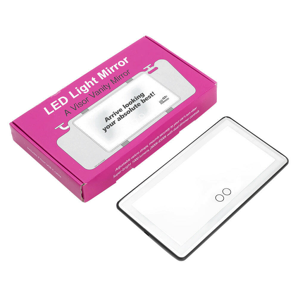 Sun Visor Makeup Cosmetic Mirror Set with 3-Type 60 LED Light 26x13cm Black Suitable For Universal Cars