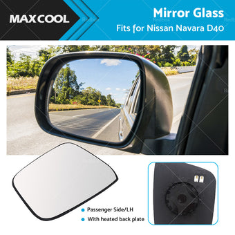 compare product Left Side Mirror Glass w or  Heated Back Plate Suitable for Nissan Navara D40 05-15