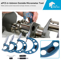 {{ 4pcs 0-100mm Outside Micrometer Machinist Tool Set Carbide 0. 01mm }} - Buy Car Parts Online at {{ Kaka Auto Parts }}.
