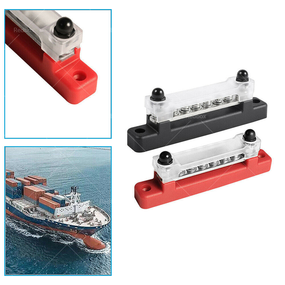 {{ 1 Red  and  1 black Bus Bar Power Distribution Terminal Block 6 Way 12V 150A Rated }} - Buy Car Parts Online at {{ Kaka Auto Parts }}.