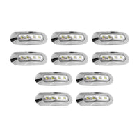 10x White 4-LED Side Marker Clearance Lamps Suitable For Truck / Trailer / Lorry Chrome Housing