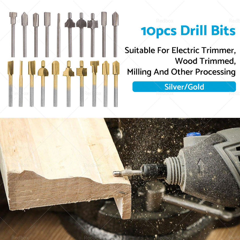 {{ Set of 10 3mm Titanium Mini Hss Router Bit Trimmer Shank Electric Trimmer Tool }} - Buy Car Parts Online at {{ Kaka Auto Parts }}.