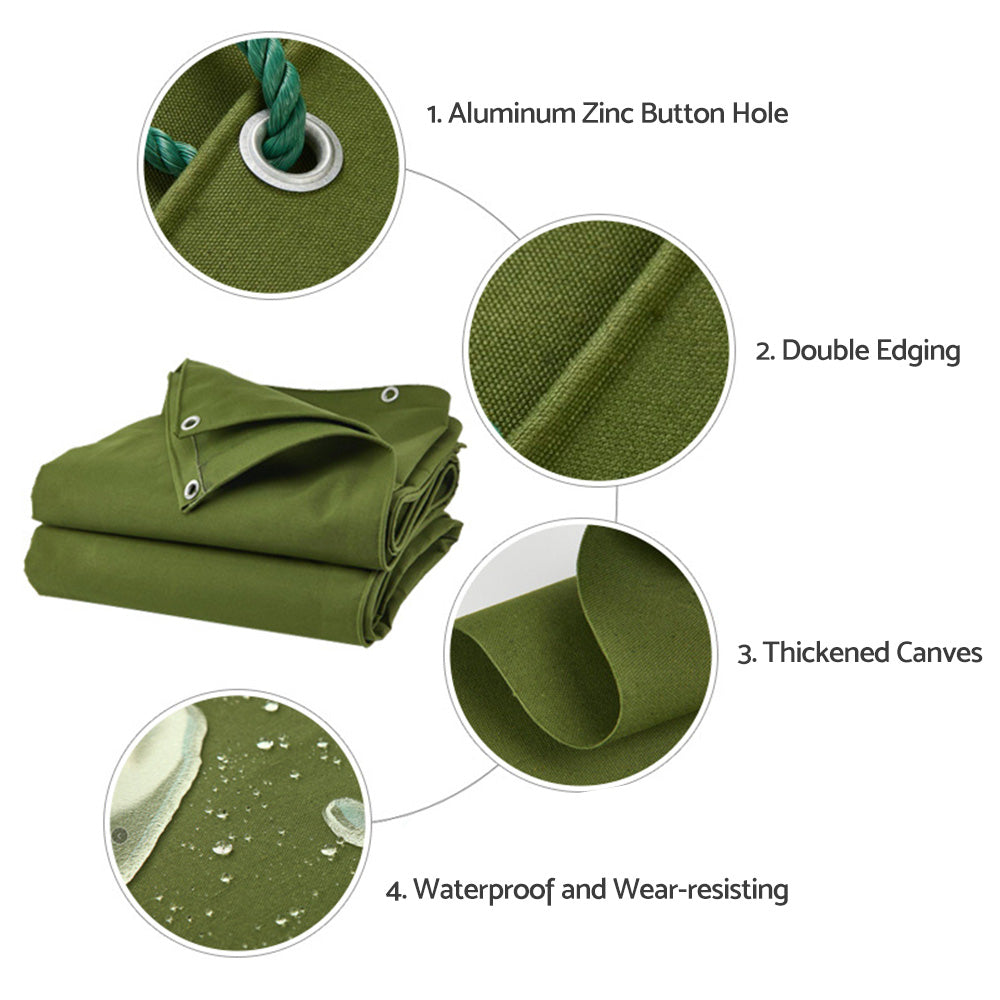 Heavy Duty Waterproof Canvas Tarp 3 Sizes Suitable For Outdoor Sun and Dust Protection