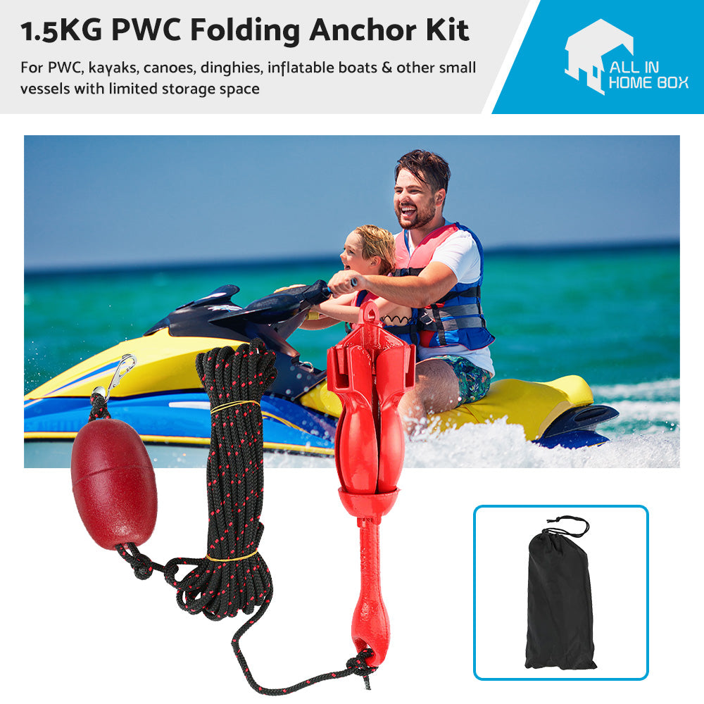 {{ 1. 5KG PWC FOLDING ANCHOR KIT- GRAPNEL or ROPE or FLOAT or HOOK - Kayak or Boat or Jet Ski or Canoe }} - Buy Car Parts Online at {{ Kaka Auto Parts }}.