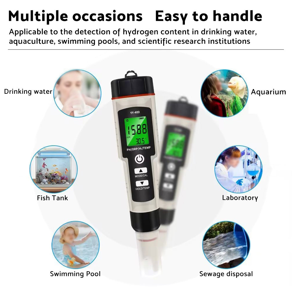 Portable 4 In 1 Hydrogen-Rich Test Pen PH ORP TEMP Water Quality Meter Tester