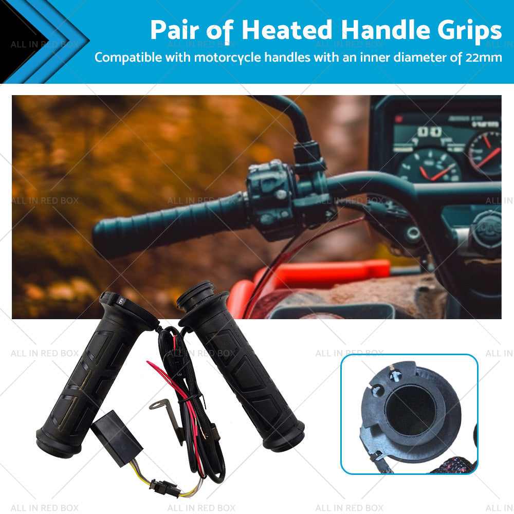 {{ 12v Motorcycle Heated Hand Rubber Grips 22mm 7 8'' Handlebar Grip Adjustable Hot }} - Buy Car Parts Online at {{ Kaka Auto Parts }}.