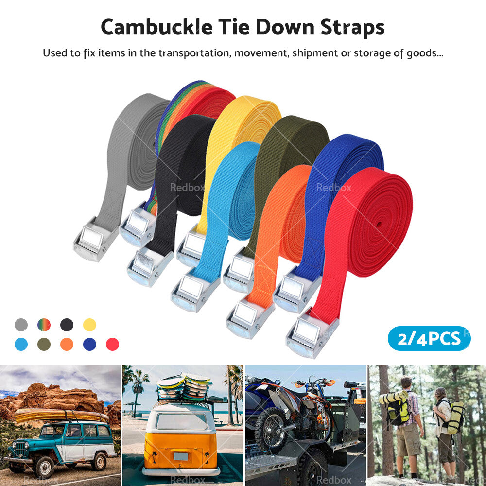 {{ 2/4pcs Metal Buckle Cam Tie Down Strap Heavy Lugga Cargo Ratchet Lashing Rope 2M }} - Buy Car Parts Online at {{ Kaka Auto Parts }}.