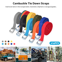 {{ 2/4pcs Metal Buckle Cam Tie Down Strap Heavy Lugga Cargo Ratchet Lashing Rope 2M }} - Buy Car Parts Online at {{ Kaka Auto Parts }}.