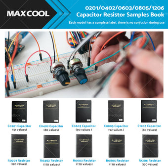 compare product 1x SMD/SMT Capacitor & Resistor Sample Book Kit 0201 0402 0603 0805 1206