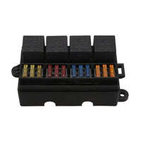 12 Way Blade Fuse Box 4-Relay Holder and Terminal and Fuse 12V 40A Car Auto Truck 4Pin
