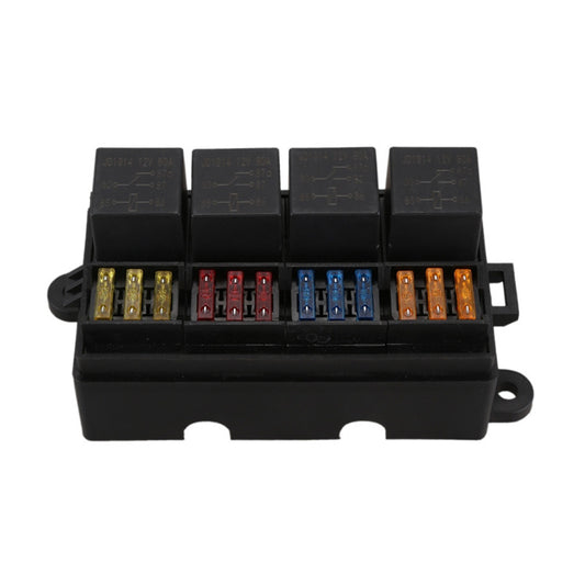 12 Way Blade Fuse Box 4-Relay Holder and Terminal and Fuse 12V 40A Car Auto Truck 4Pin