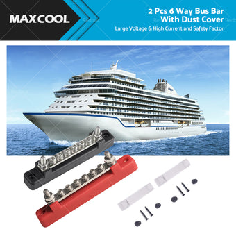 compare product 1 Red  and  1 black Bus Bar Power Distribution Terminal Block 6 Way 12V 150A Rated