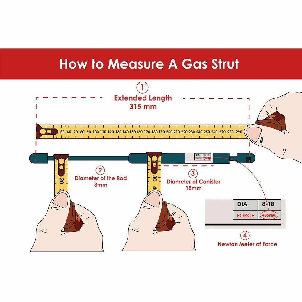 {{ Gas Strut 500mm-350N x2  8mm Shaft  Caravans, Trailers, Canopy, Toolboxes struts }} - Buy Car Parts Online at {{ Kaka Auto Parts }}.