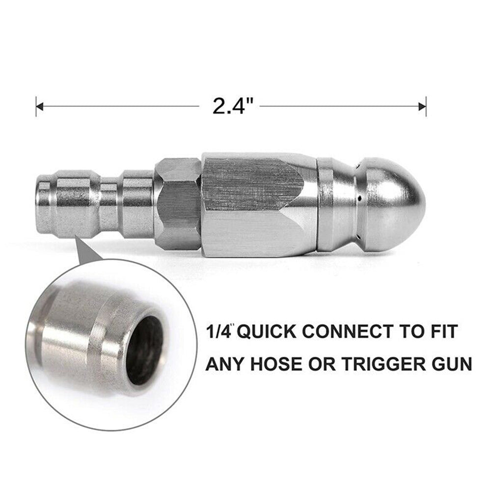 Stainless Steel Sewer Jetter Nozzle For Pressure Washer Suitable For 1" or 4" Drain Connection
