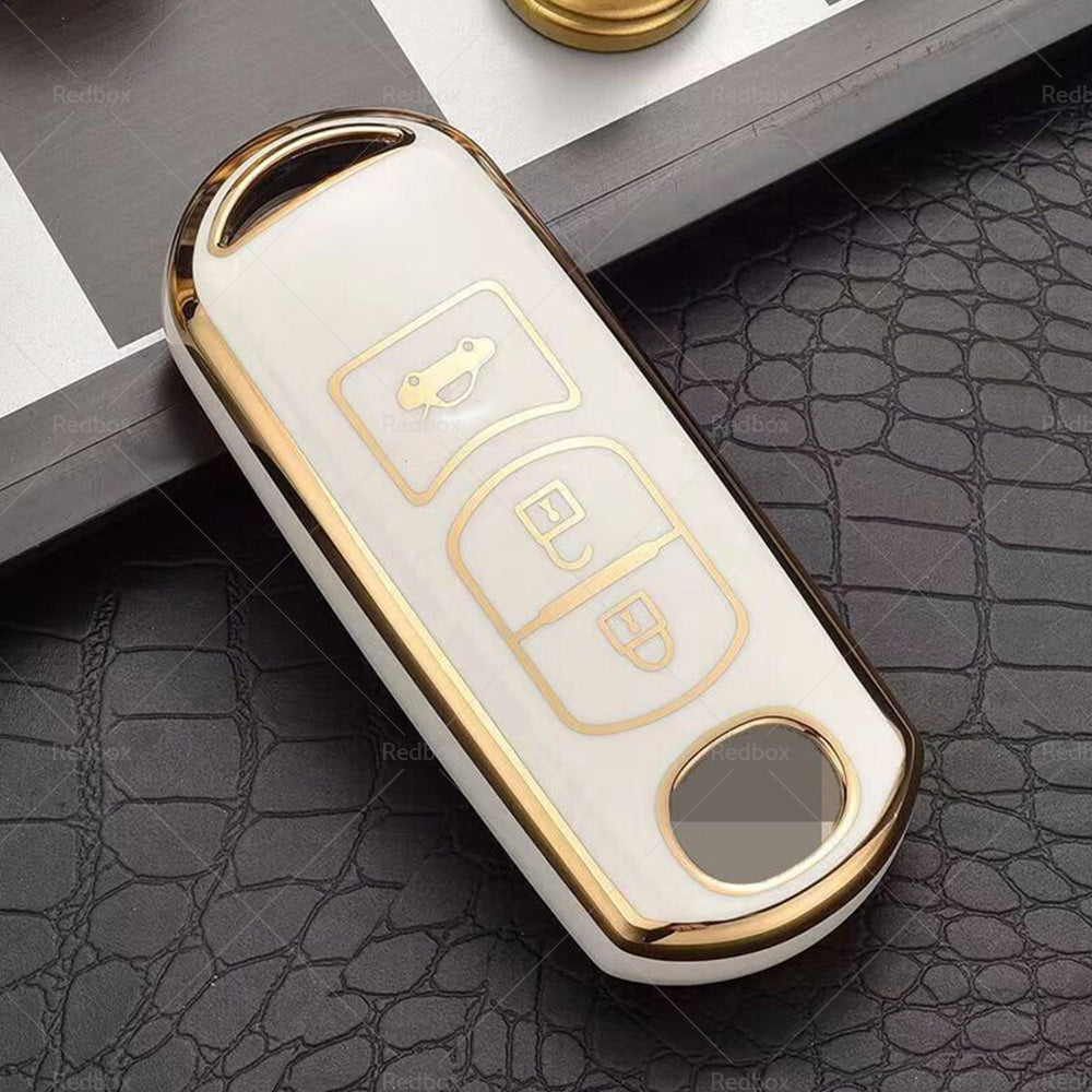 {{ Beige TPU Car Remote Key Fob Case Cover Fits For Mazda 2 3 5 6 CX-3 CX-5 CX-7 }} - Buy Car Parts Online at {{ Kaka Auto Parts }}.