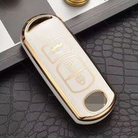 {{ Beige TPU Car Remote Key Fob Case Cover Fits For Mazda 2 3 5 6 CX-3 CX-5 CX-7 }} - Buy Car Parts Online at {{ Kaka Auto Parts }}.