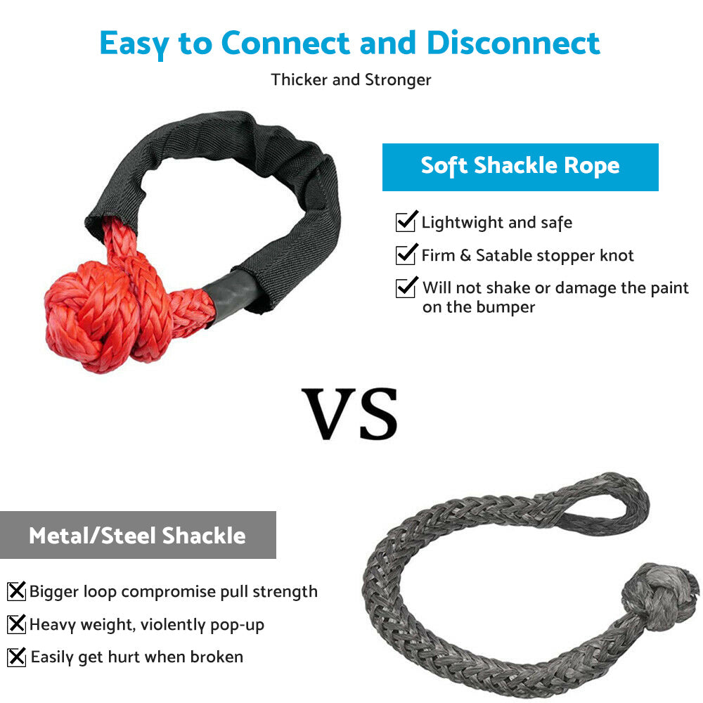 Recovery Pulley Kit Suitable For Winch Ropes 3/8 inch & 1/2 inch Soft Shackle Red & Black